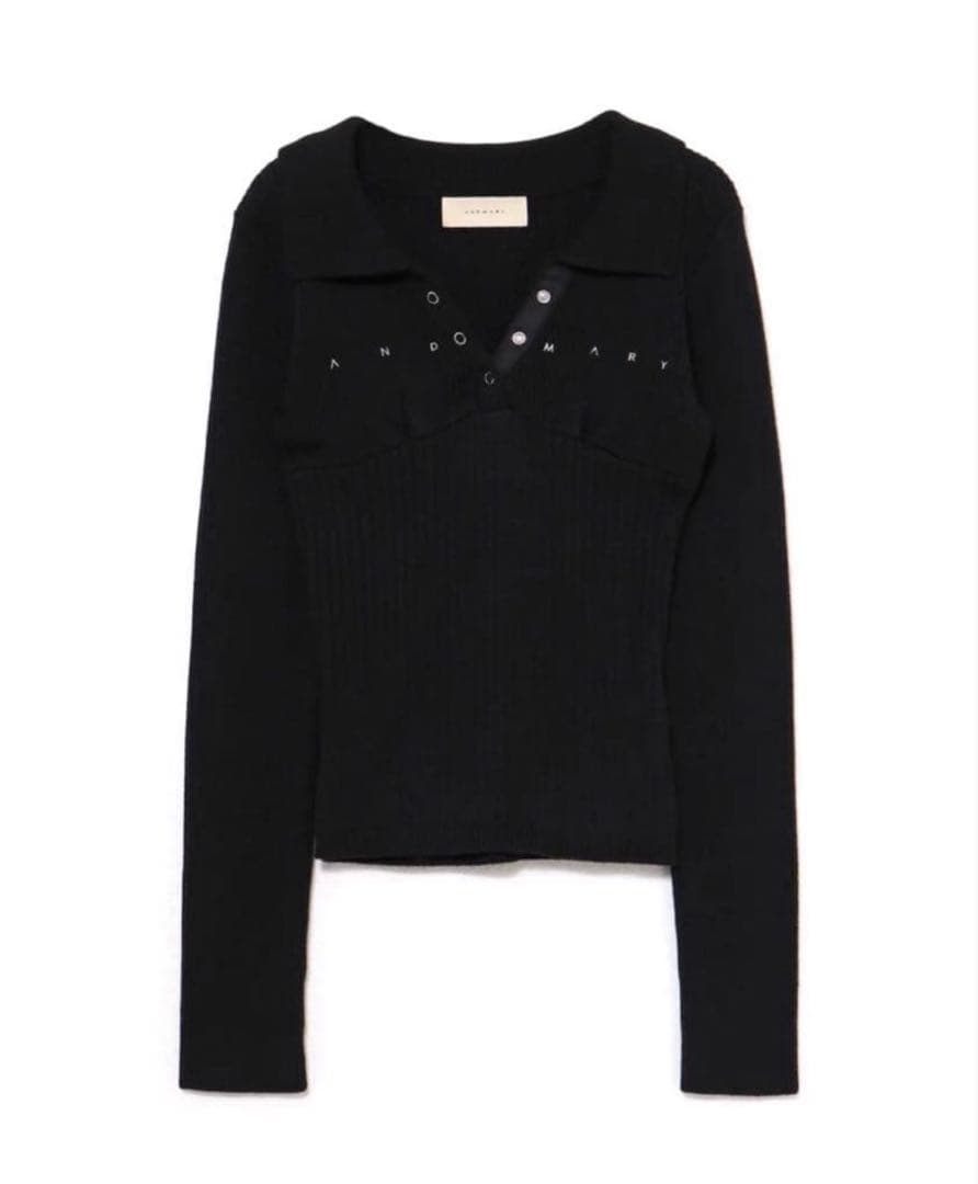 トップス andmary Lindsay logo tops black