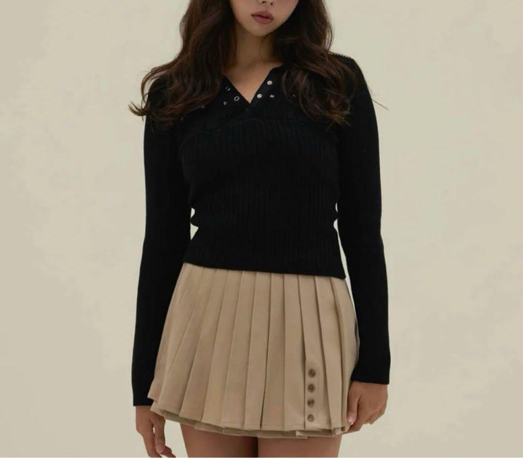 トップス andmary Lindsay logo tops black