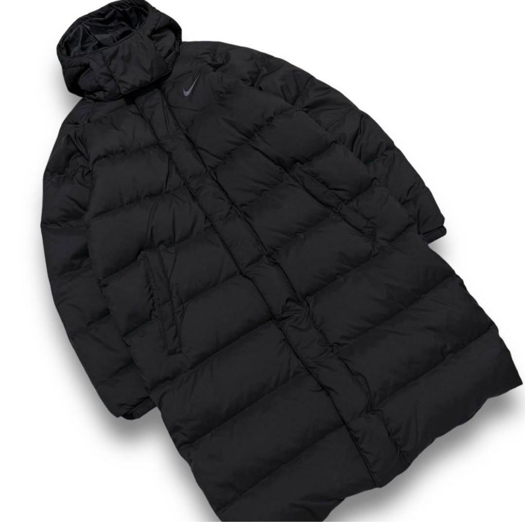 美品 NIKE ダウンジャケット ベンチコート 刺繍ロゴ フード取外可 2way