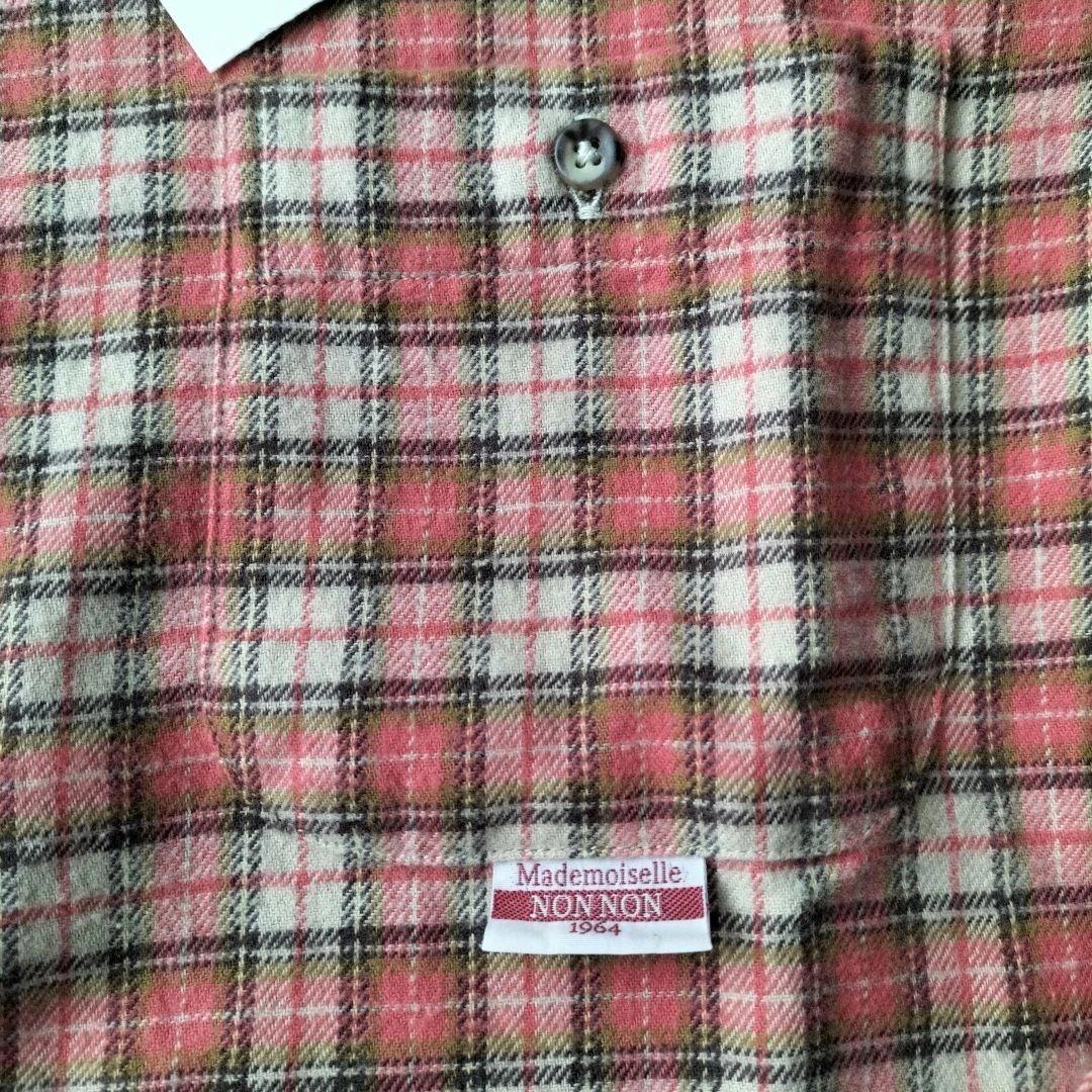 マドモアゼルノンノン ネルシャツ ピンク系チェック新品未使用タグ付き