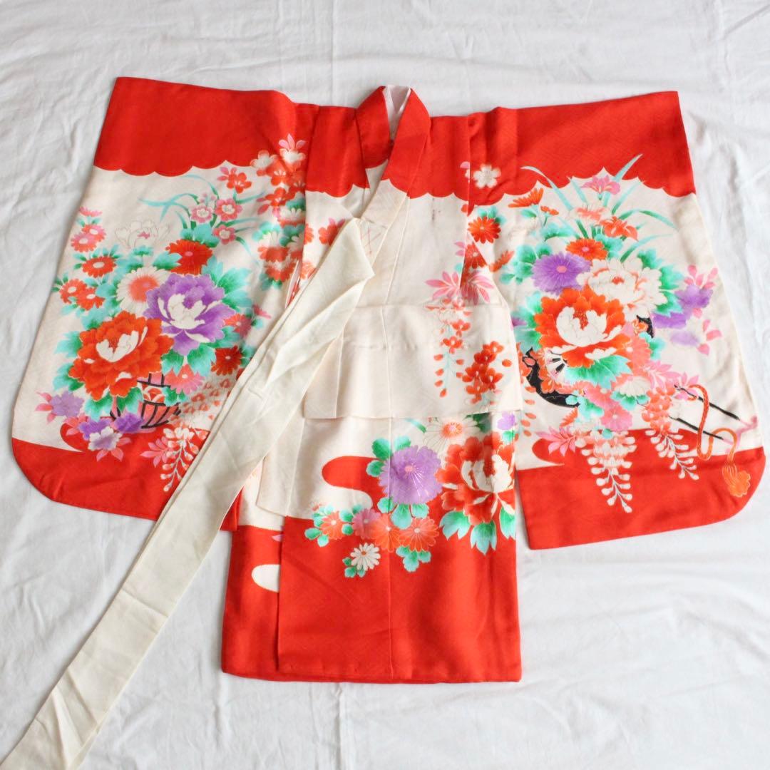 七五三 3歳 子供 女の子 正絹 着物 ベロア 被布 セット