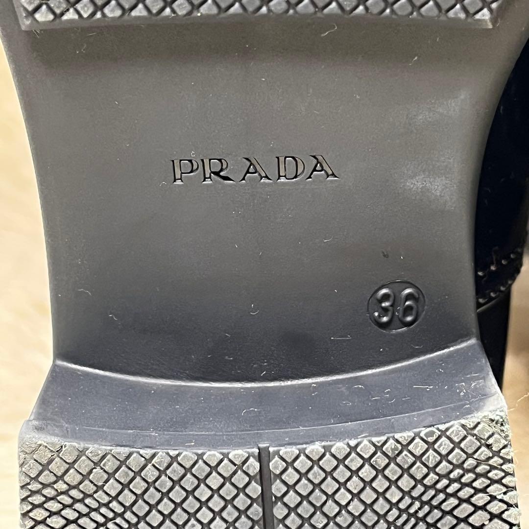 ✨希少✨ PRADA プラダ トライアングルロゴ レインブーツ ネイビー 36