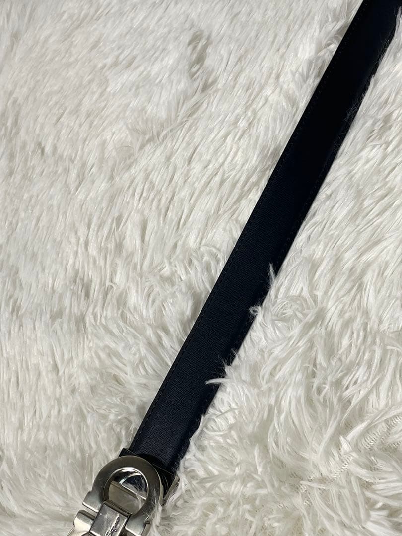 サルヴァトーレフェラガモ ダブルガンチーニ 本革　レザーベルト 黒 シルバー金具