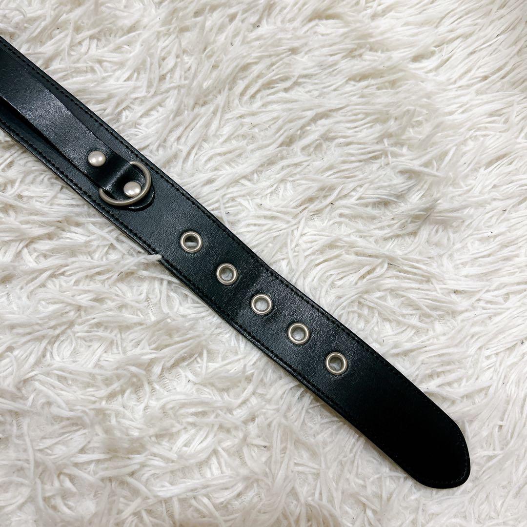 666 レザー　ベルト　金具　スタッズ　ブラック　サイズM