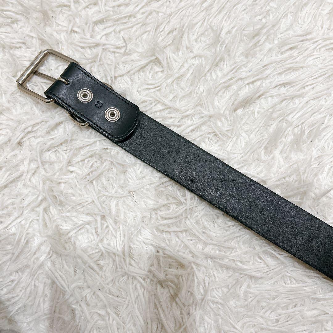 666 レザー　ベルト　金具　スタッズ　ブラック　サイズM
