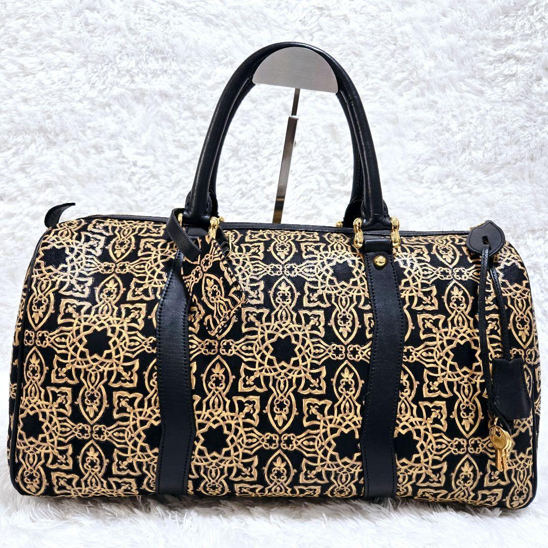 限定値下☆【希少】印傳屋 INDEN-YA キナート ボストンバッグ 鹿革 本革