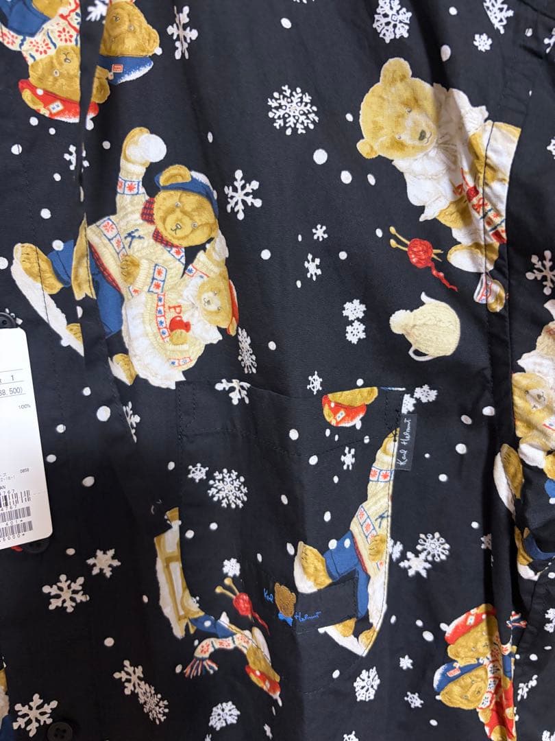 【新品タグ付】カールヘルム　三つ子のくま冬支度フードブラウス　黒