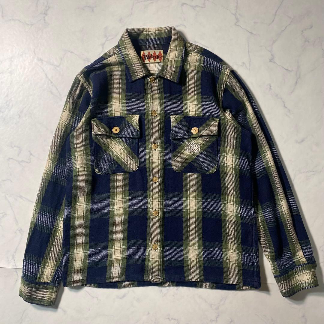 【美品】ウィアード　ネルシャツ　チェック柄　刺繍　大きいサイズ　長袖シャツ　L
