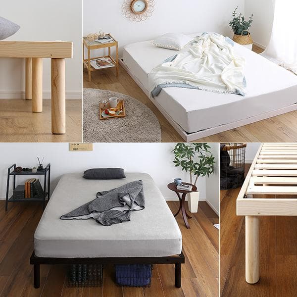 パイン材高さ2段階調整脚付きすのこベッド(ダブル)