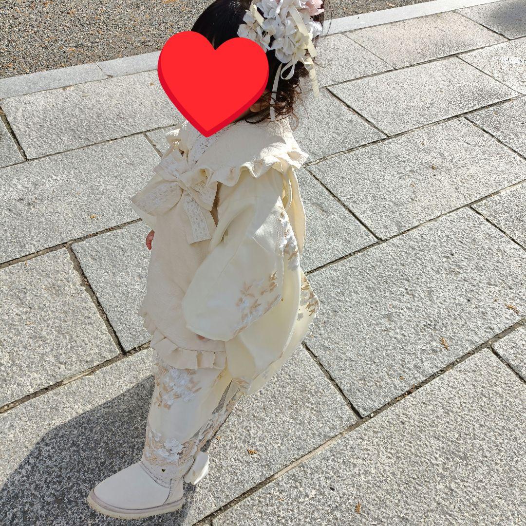 キャサリンコテージ着物ワンピ＋被布セット＋スリッポン　七五三　100