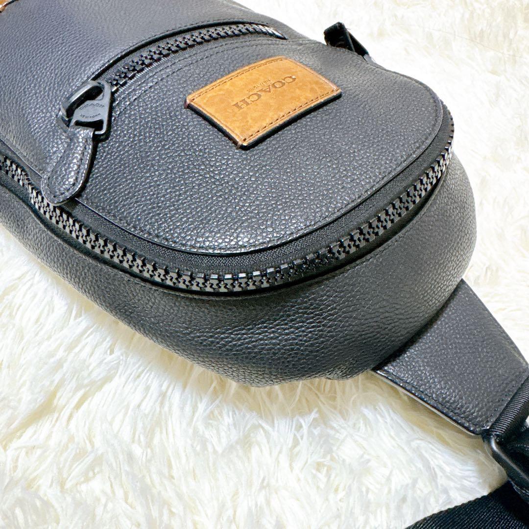 【極美品】COACH コーチ レザー ボディバッグ スエード切替 黒