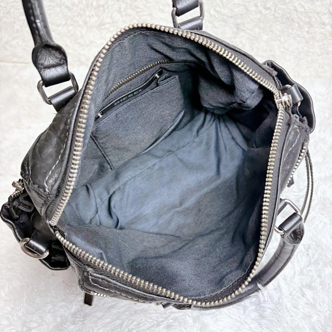 DIESEL ディーゼル レザー 2WAY ハンドバッグ ショルダー 黒