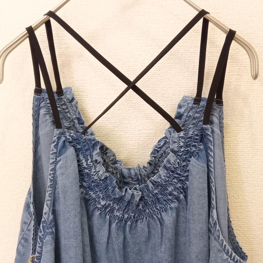 新品タグ付 2025新作 シニカル テンセル デニム トップス キャミ Mサイズ