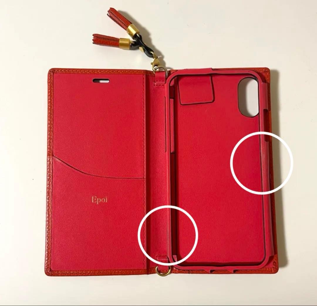 エポイ手帳型 iPhoneケース オレンジ タッセル付き