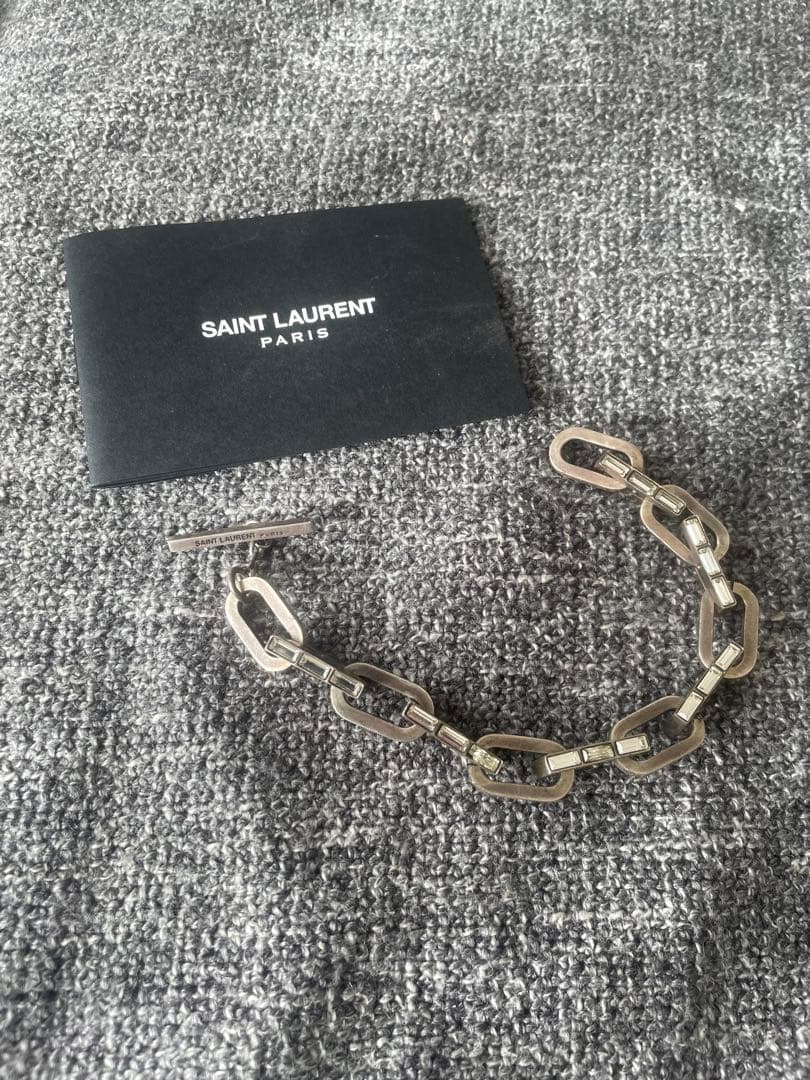 SAINT LAURENT クリスタル メタルリンクチェーンブレスレット