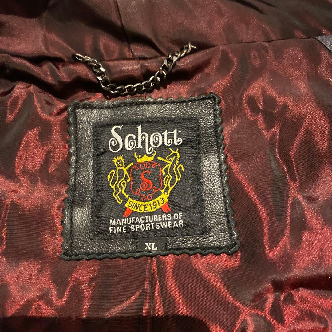 Schott社のフード付きのブラック本革古着レザーパーカー美品激安