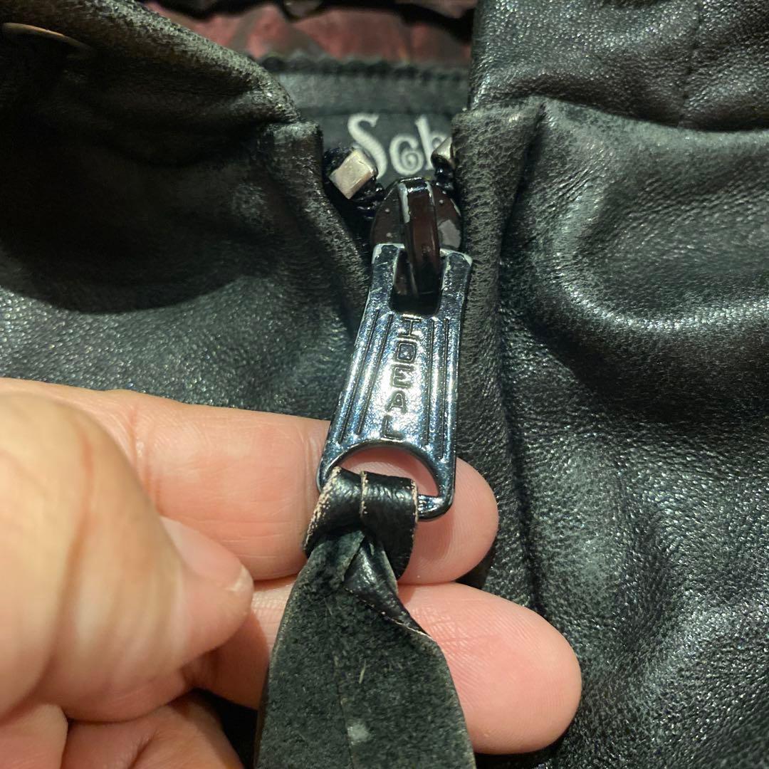 Schott社のフード付きのブラック本革古着レザーパーカー美品激安