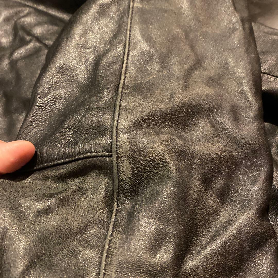 Schott社のフード付きのブラック本革古着レザーパーカー美品激安