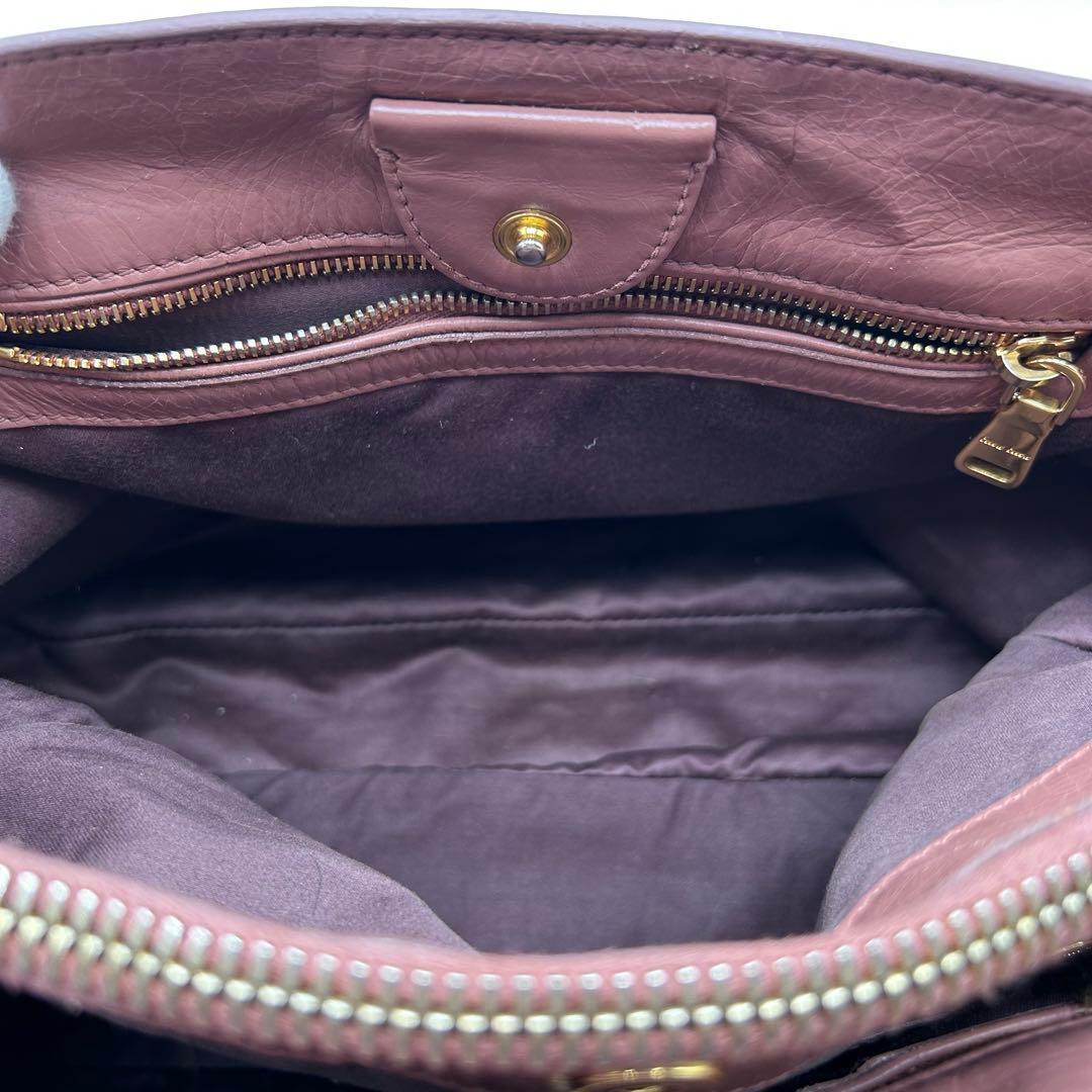 名作 MIU MIU 2way ショルダーバッグ レザー ピンク ゴールド金具