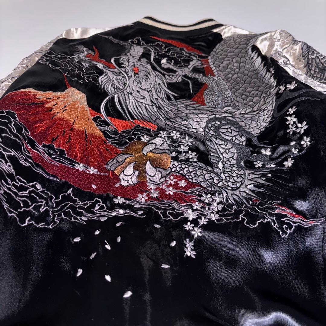 【美品】絡繰魂からくりだましい スカジャン ドラゴン 刺繍 リバーシブル XL
