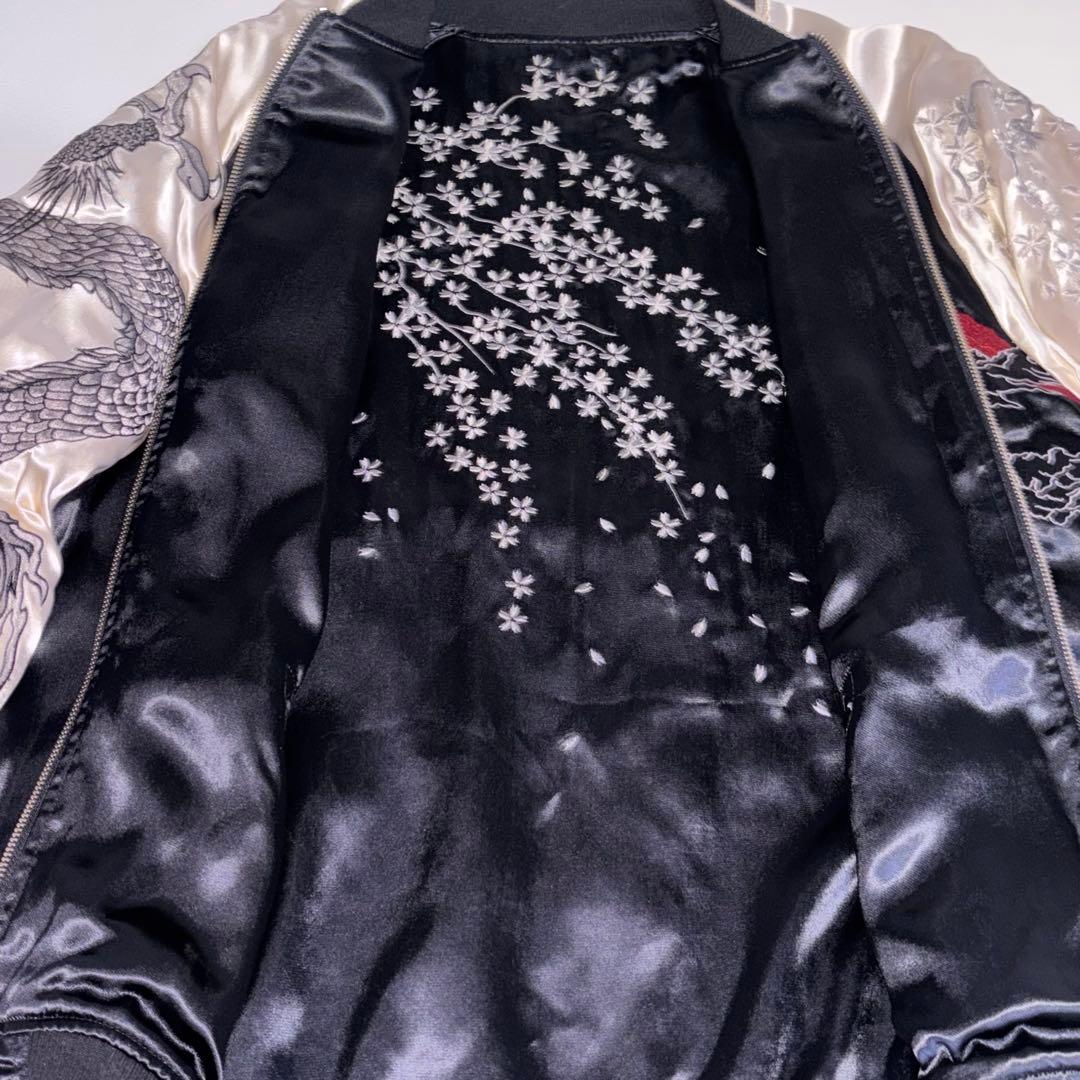 【美品】絡繰魂からくりだましい スカジャン ドラゴン 刺繍 リバーシブル XL