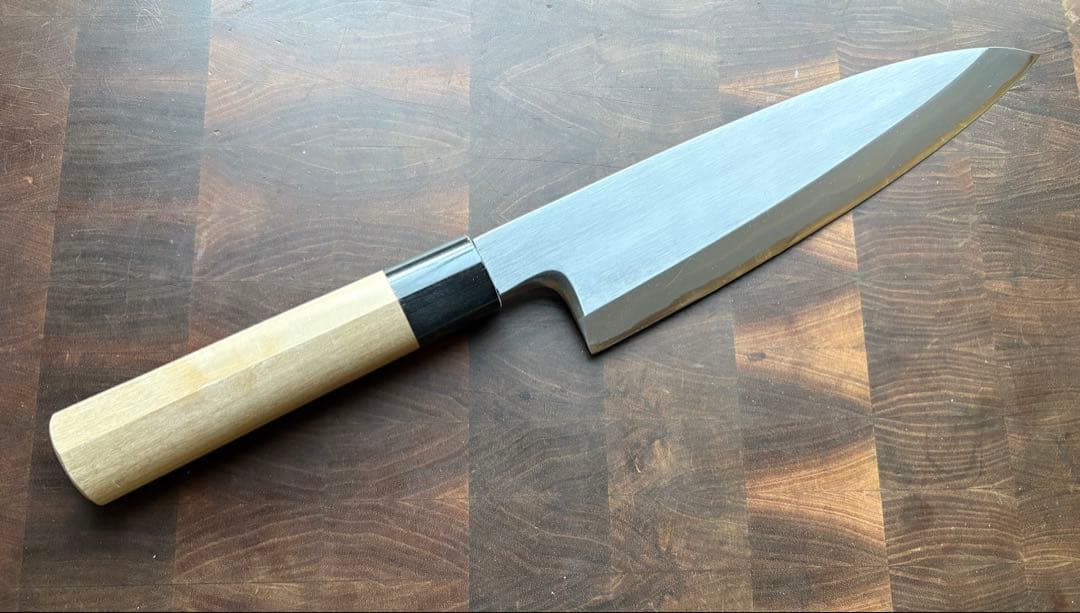 堺打刃物　霞　大　出刃　240mm 包丁　白鋼　和包丁　水牛朴柄　本職