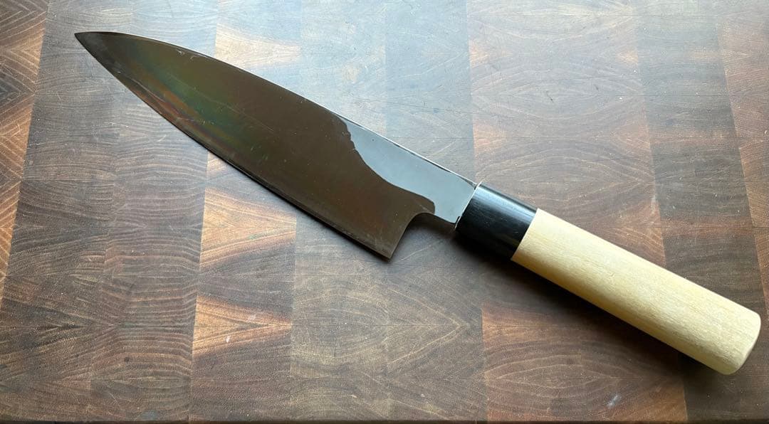 堺打刃物　霞　大　出刃　240mm 包丁　白鋼　和包丁　水牛朴柄　本職