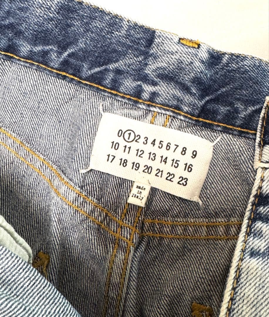 メゾンマルジェラ　カットオフデニム ブルー ユーズド加工 S51LA0107