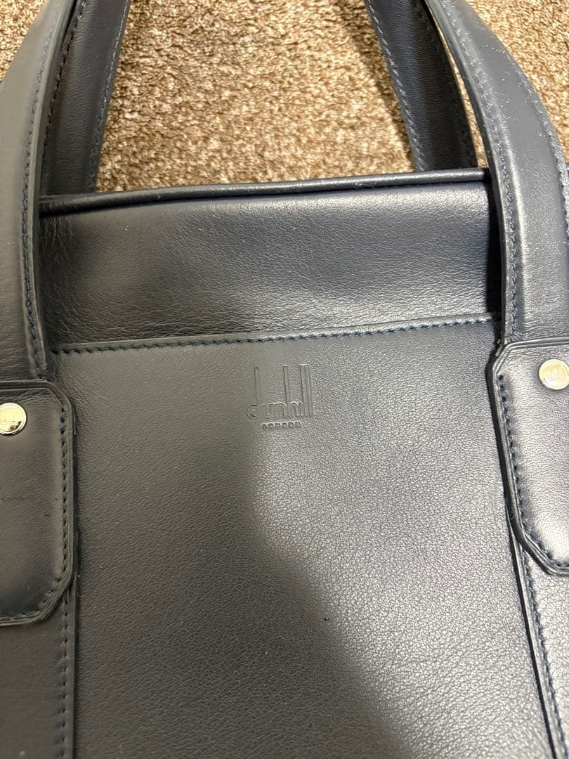 dunhill ネイビー レザー ビジネスバッグ
