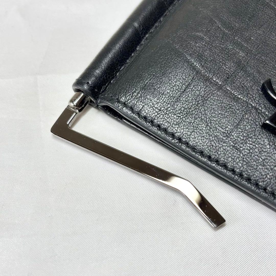 【極美品】　サンローラン　カサンドラ　マネークリップ　ビルクリップ　型押し　黒