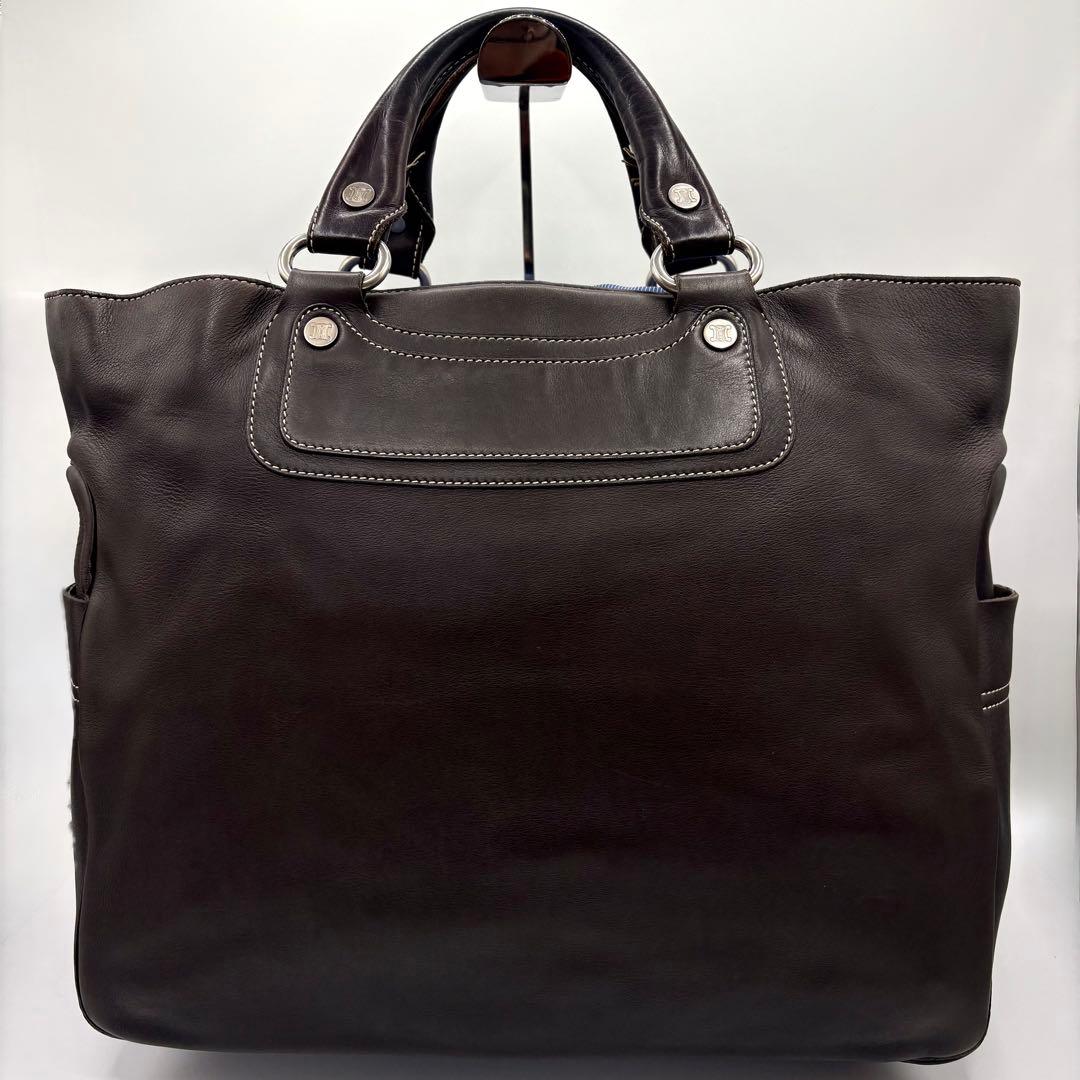 美品 セリーヌ ブギートート ラージ ブギーバッグ レザー ブラウン 大容量