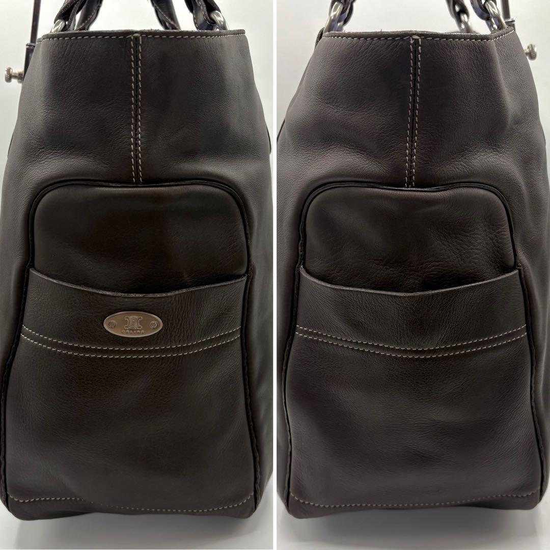 美品 セリーヌ ブギートート ラージ ブギーバッグ レザー ブラウン 大容量