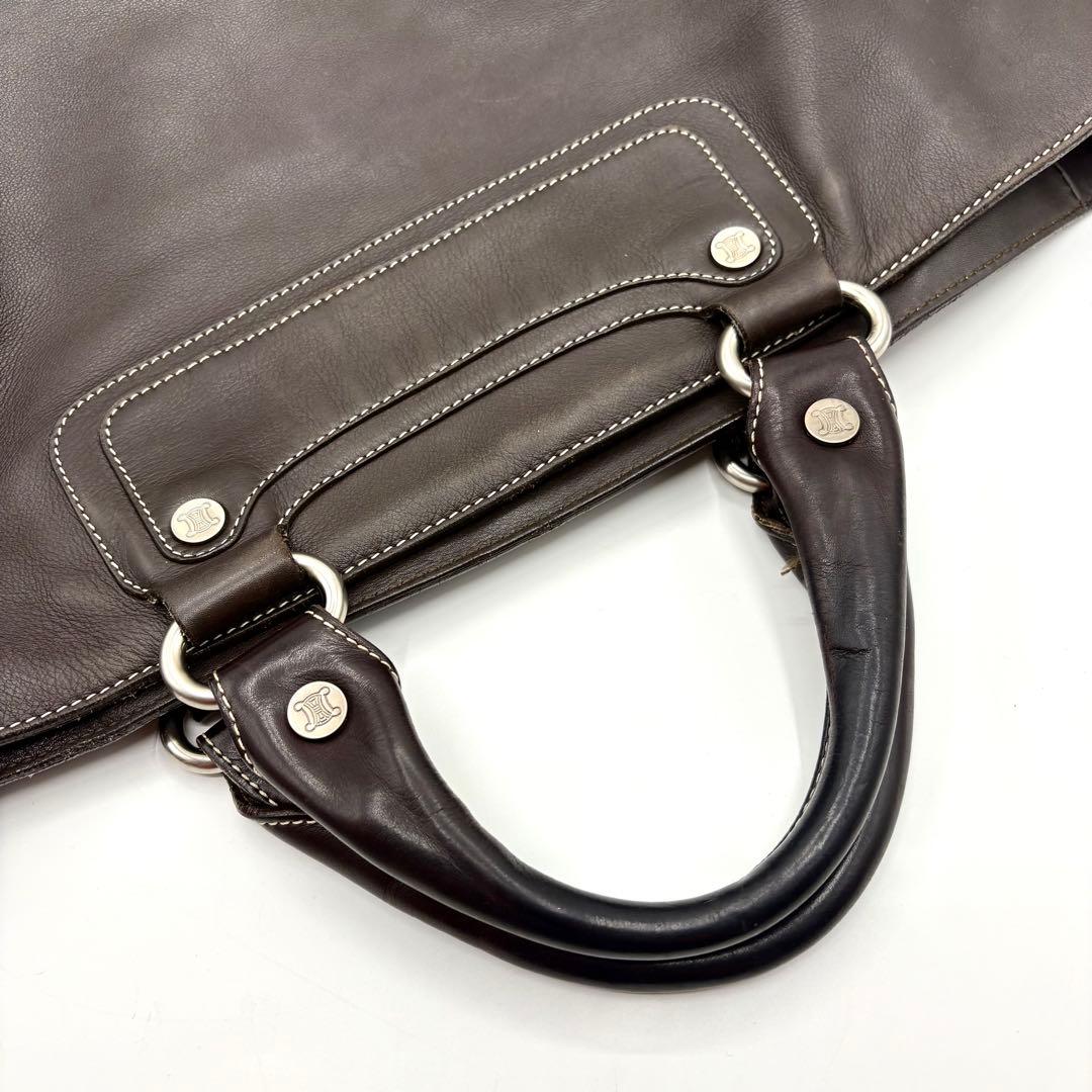 美品 セリーヌ ブギートート ラージ ブギーバッグ レザー ブラウン 大容量