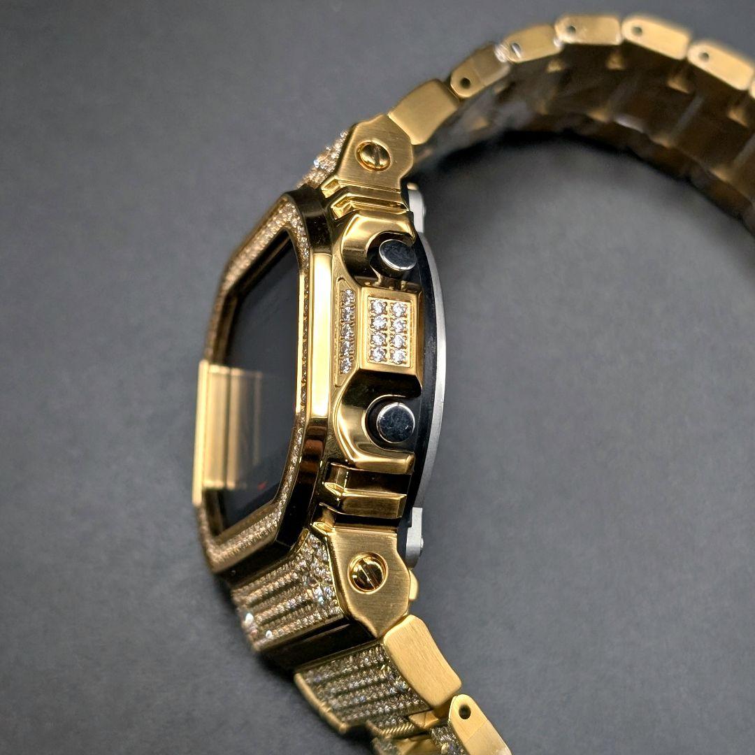 美品 GWX5700 電波ソーラー タイドグラフ ダイヤ装飾ゴールドフルメタル