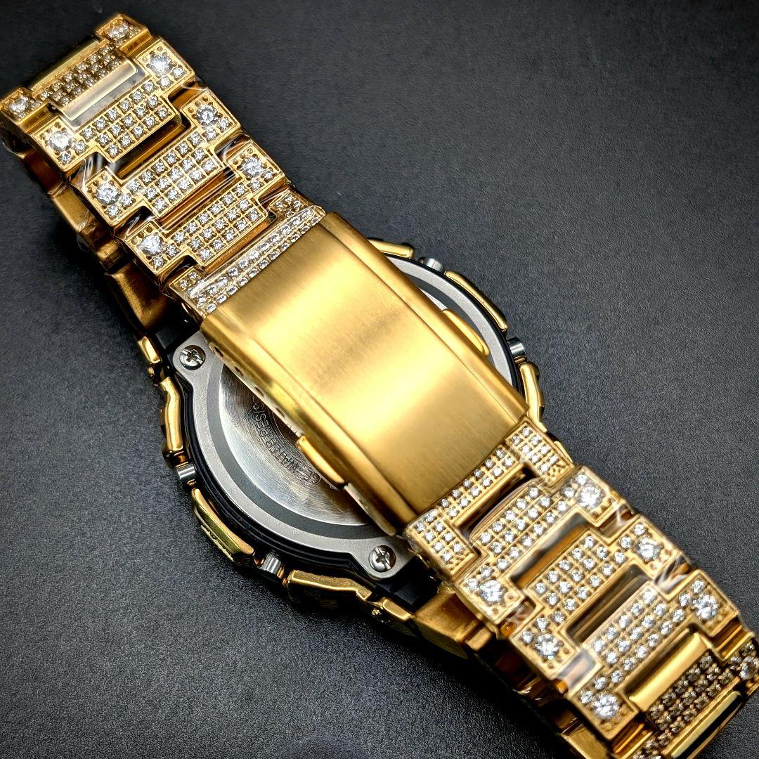 美品 GWX5700 電波ソーラー タイドグラフ ダイヤ装飾ゴールドフルメタル