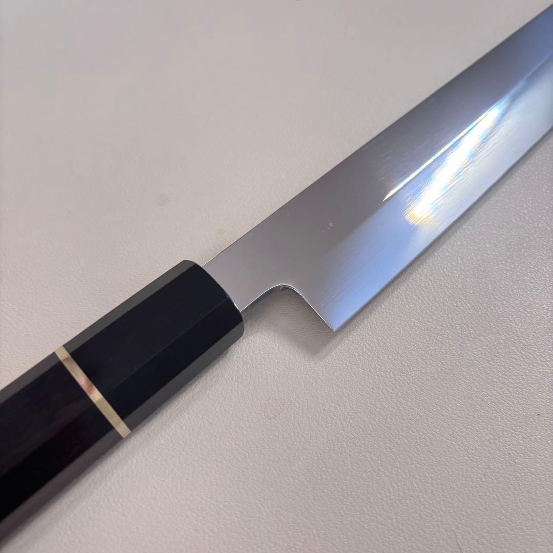 【鞘付き】 270mm柳刃包丁 鏡面　黒檀水牛八角柄 全鋼 和包丁'ᘲ