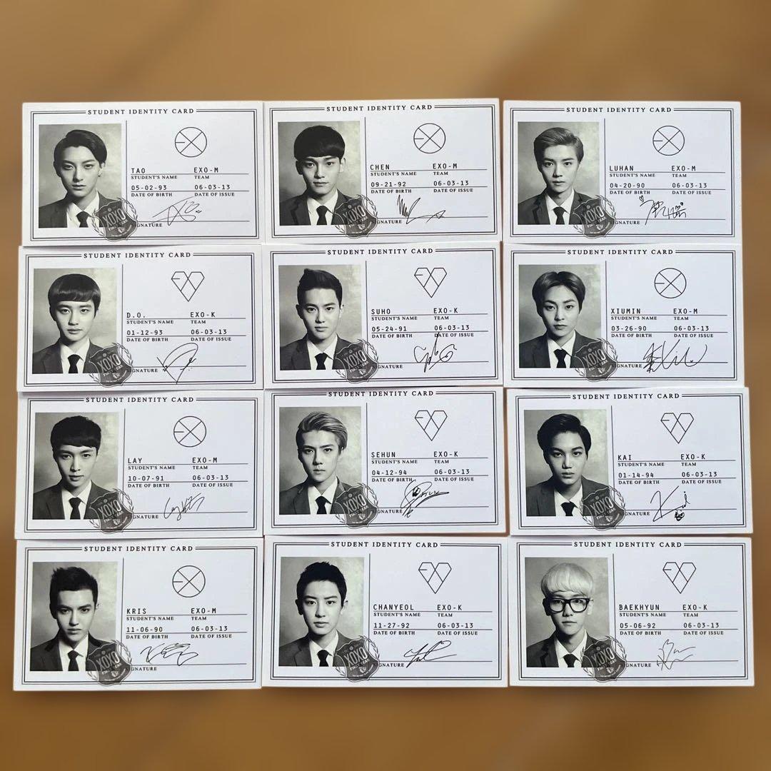 exo xoxo トレカ 学生証 12枚 セット エクソ