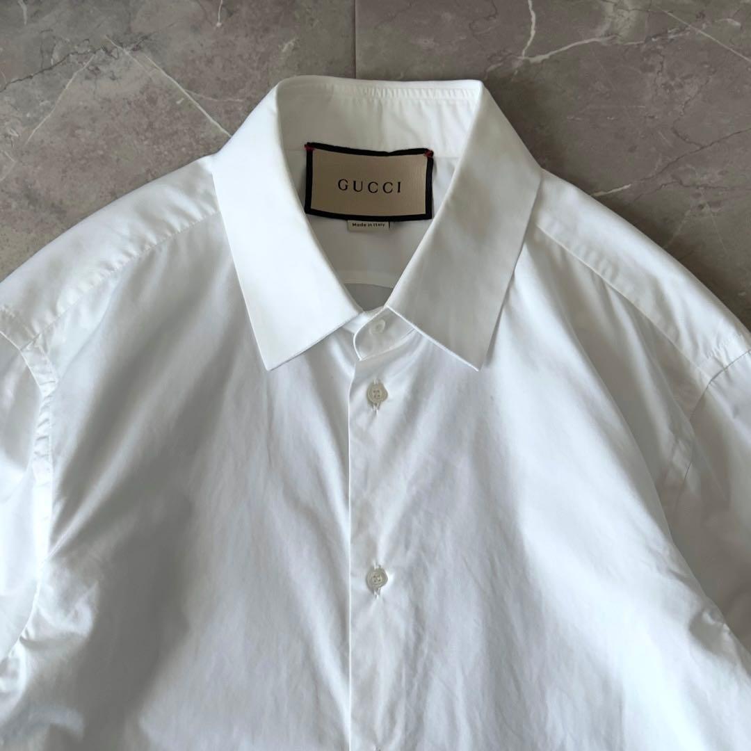 GUCCI 現行タグ ダブルカフスシャツ フレンチカフスシャツ ホワイト S M