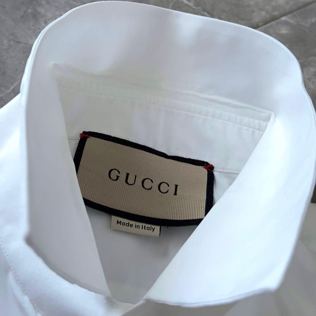 GUCCI 現行タグ ダブルカフスシャツ フレンチカフスシャツ ホワイト S M