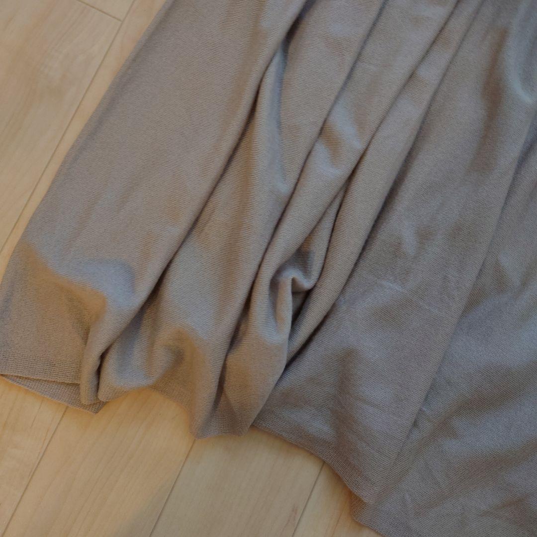 カレンソロジー　ベージュ ウールハイネックギャザー ワンピース　ロングドレス