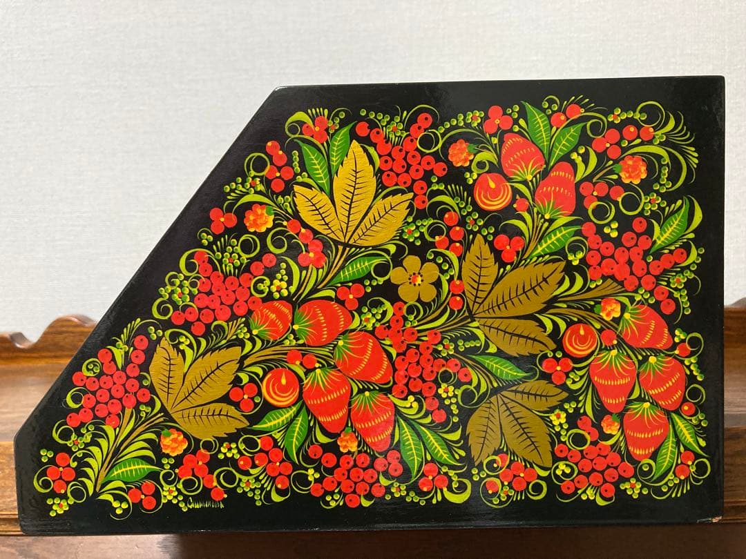 ロシア雑貨☆伝統工芸ホフロマ塗り収納ケース木製箱bread boxマトリョーシカ