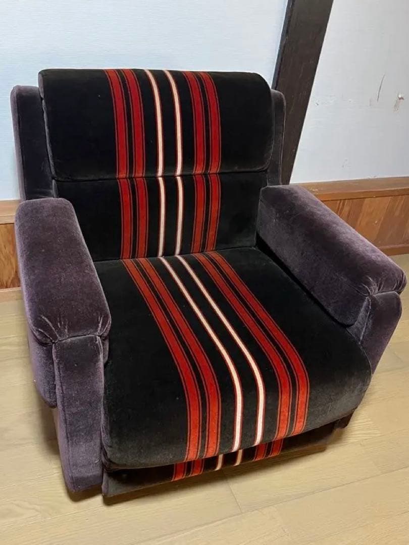 レトロ　モケット　1人掛けソファー