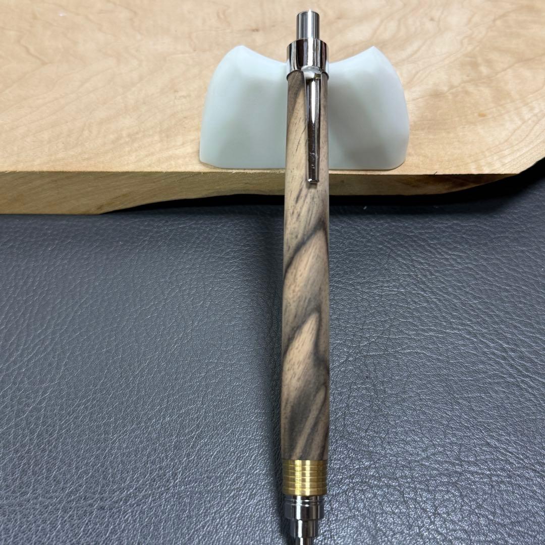 165黒柿　木製シャーペン　最強低重心(少しR) 溝つき　真鍮　無塗装