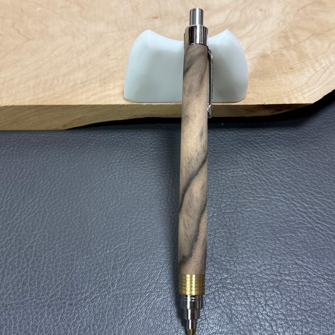 165黒柿　木製シャーペン　最強低重心(少しR) 溝つき　真鍮　無塗装