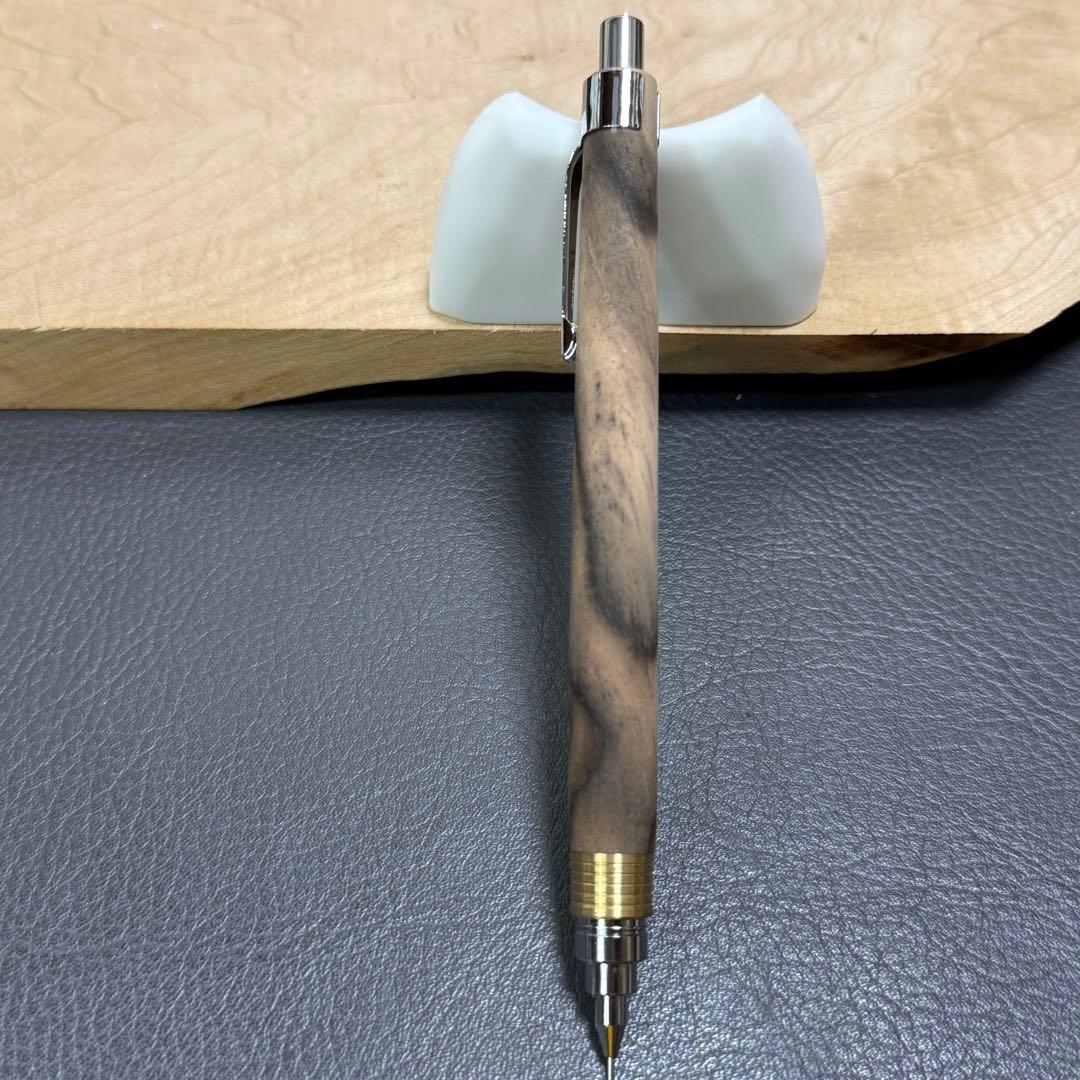 165黒柿　木製シャーペン　最強低重心(少しR) 溝つき　真鍮　無塗装