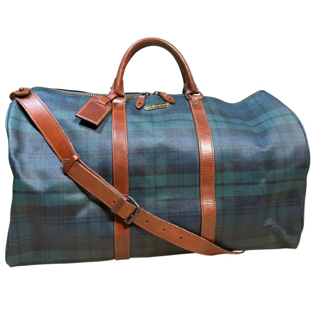 美品 ポロラルフローレン ボストンバッグ 2way チェック PVC 大容量