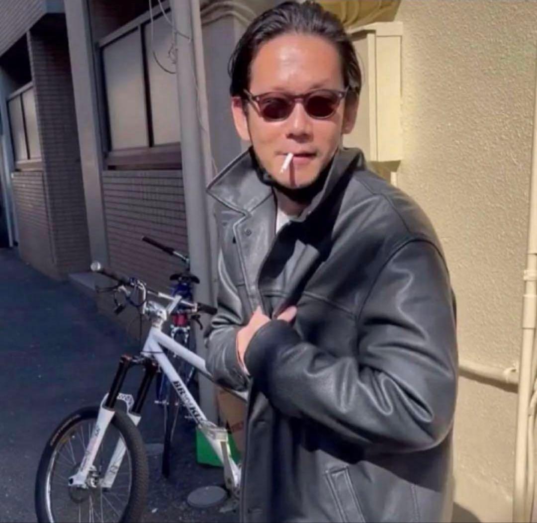 Eddie Bauer ダークブラウン レザーコート カーコート 野村訓一