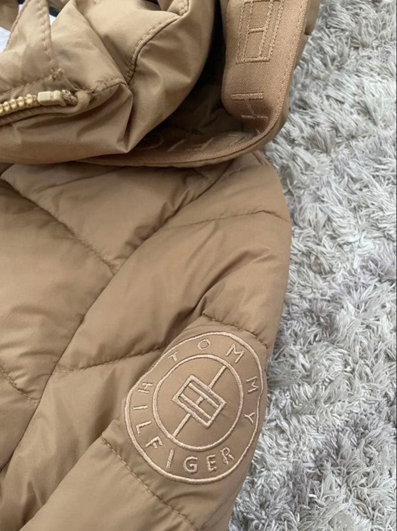   フード付きダウンジャケット S ベージュ