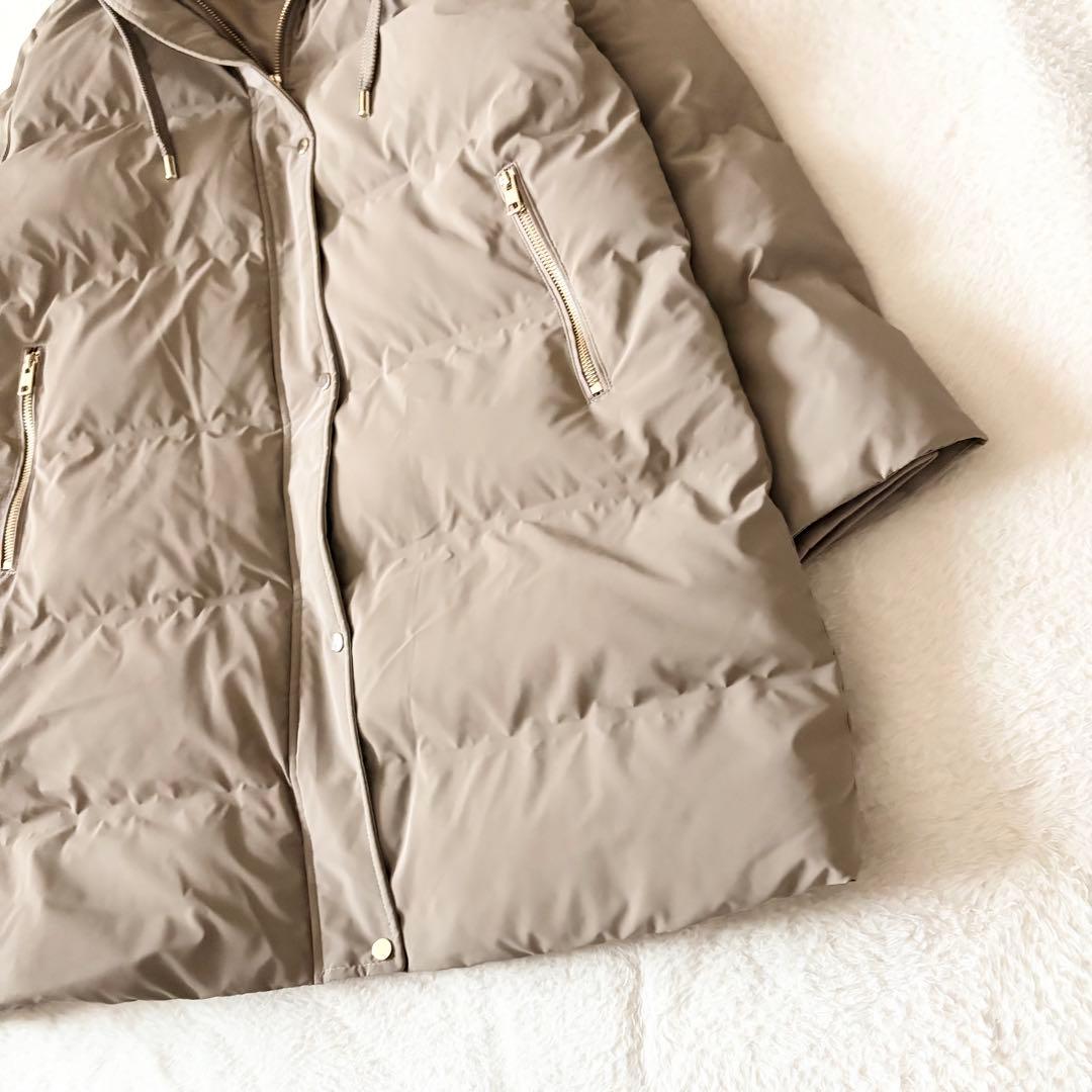 5518 美品✨ ザラ ZARA ダウンコート グレージュ XXL フード付き
