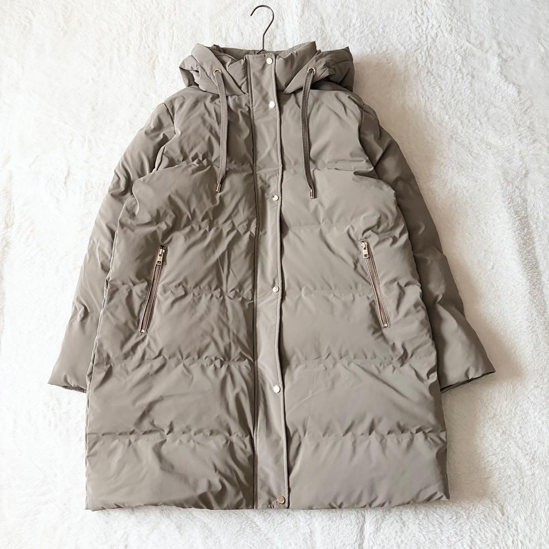 5518 美品✨ ザラ ZARA ダウンコート グレージュ XXL フード付き